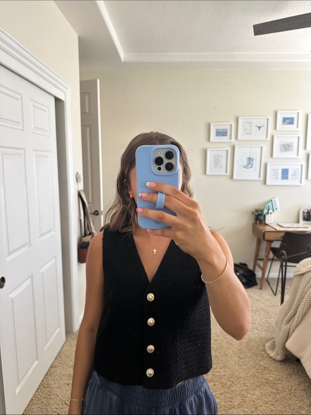 Abercrombie & Fitch Black Textured Button Vest